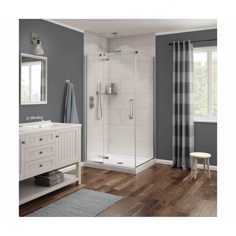 Link Rectangular 34 in. x 42 in. x 75 in. Pivot Corner Shower Door with Clear Glass in Chrome