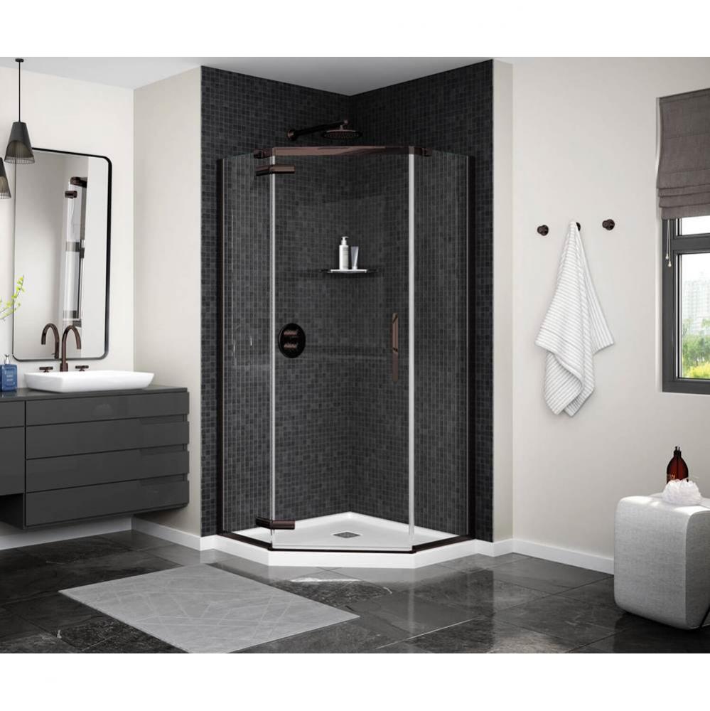 Link Curve Neo-angle 38 in. x 38 in. x 75 in. Pivot Corner Shower Door with Clear Glass in Dark Br