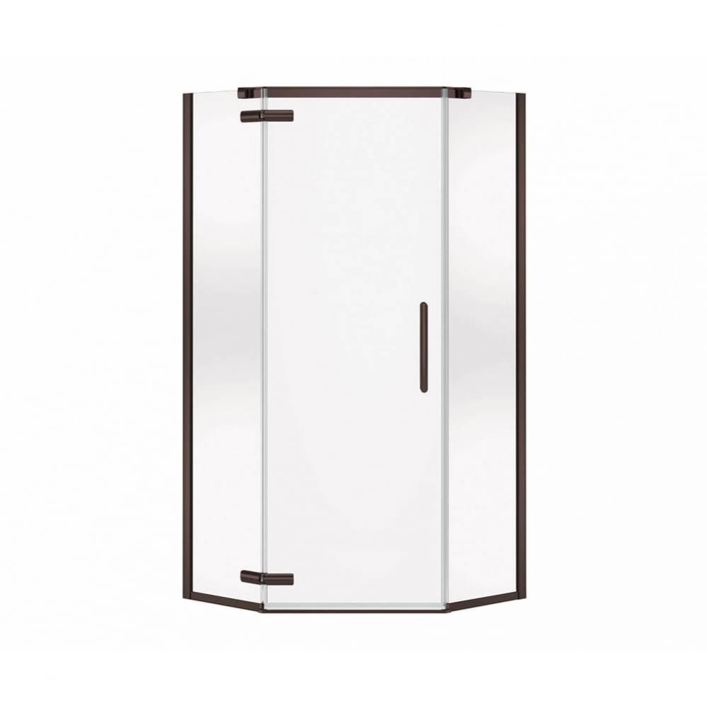 Hana Neo-angle 38 in. x 38 in. x 75 in. Pivot Corner Shower Door with Clear Glass in Dark Bronze