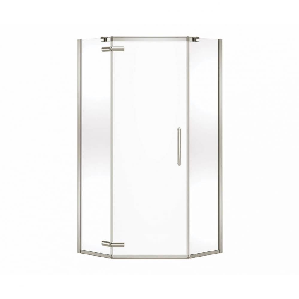 Hana Neo-angle 38 in. x 38 in. x 75 in. Pivot Corner Shower Door with Clear Glass in Brushed Nicke