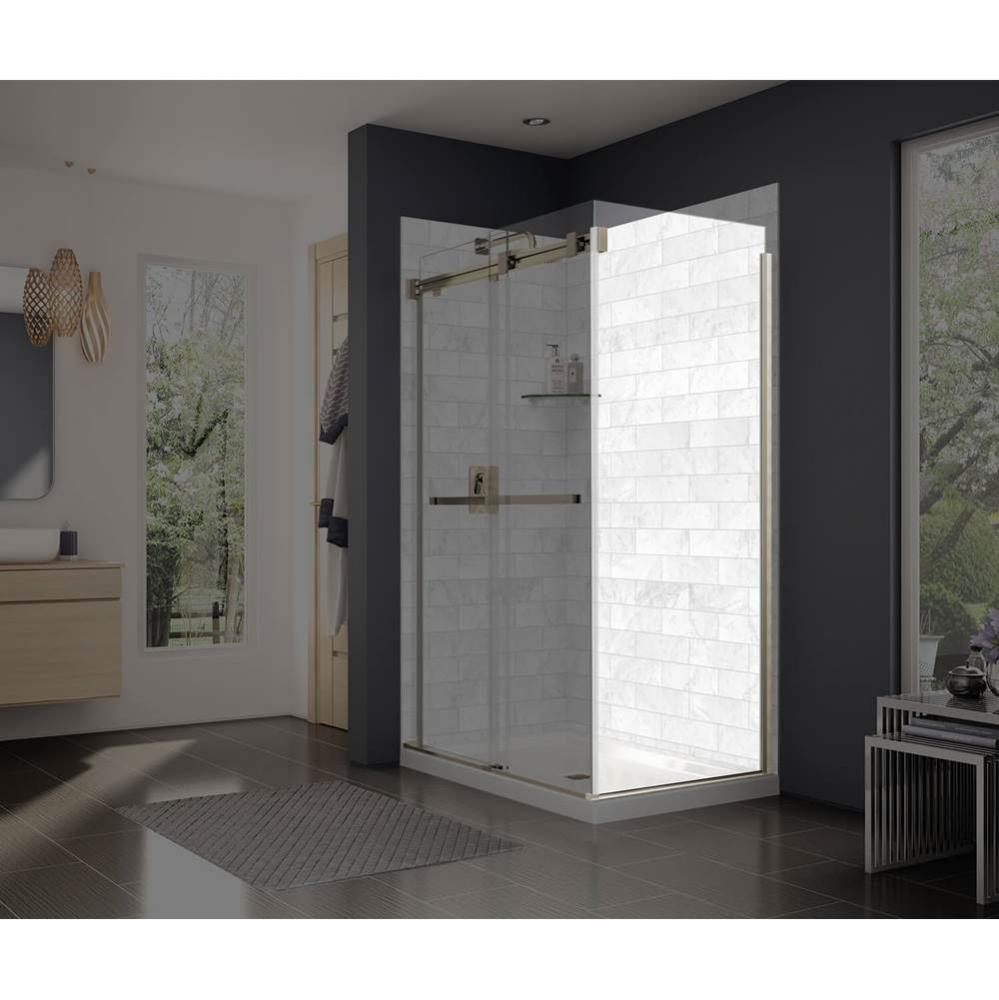 Duel and Inverto Return Panel for 32 in. Base with Clear glass in Brushed Nickel