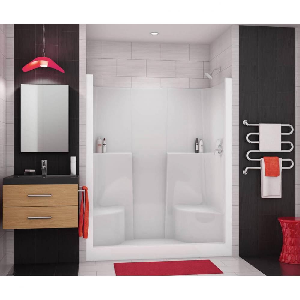 SS3660 60 in. x 36 in. x 75 in. 1-piece Shower with Two Seats, Center Drain in Thunder Grey