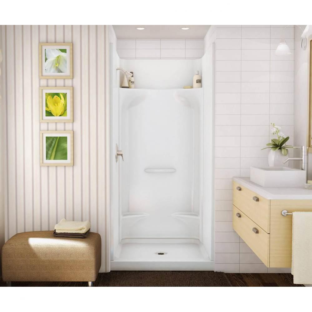 KDS 35.875 in. x 36 in. x 76 in. 4-piece Shower with No Seat, Center Drain in Sterling Silver