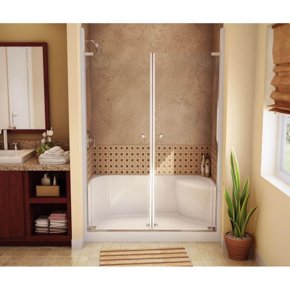 SPS AFR 47.875 in. x 33.625 in. x 22.125 in. Rectangular Alcove Shower Base with Right Seat, Cente