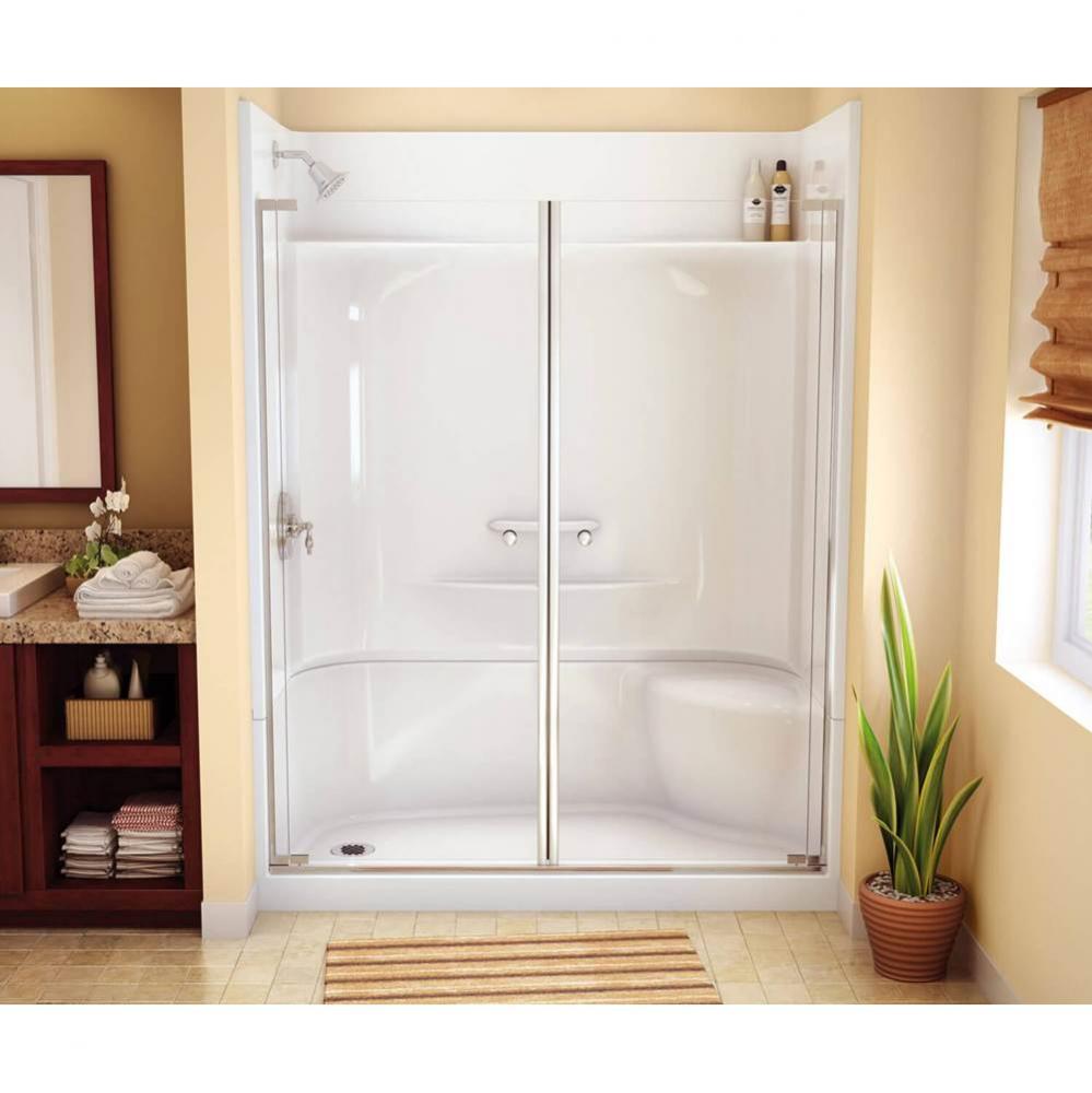 KDS 59.75 in. x 30 in. x 80.125 in. 4-piece Shower with No Seat, Center Drain in Sterling Silver