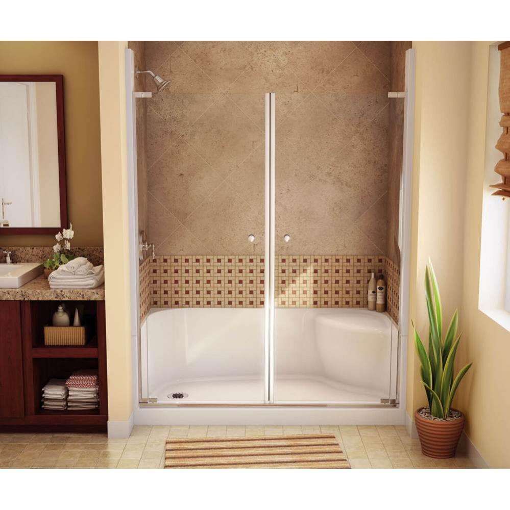 SPS 59.875 in. x 30 in. x 20.125 in. Rectangular Alcove Shower Base with Right Seat, Left Drain in