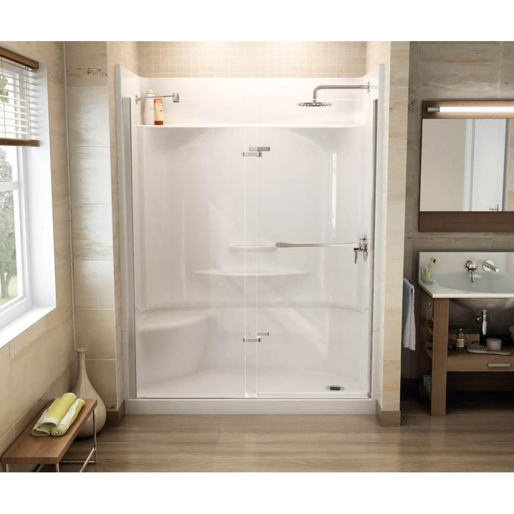Essence SH 59.75 in. x 30 in. x 80.125 in. 4-piece Shower with Right Seat, Left Drain in Thunder G
