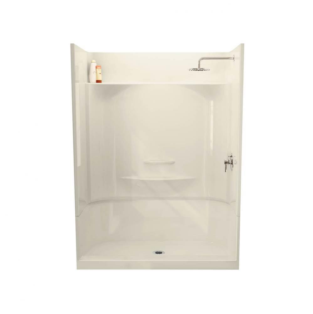 Essence SH 59.75 in. x 30 in. x 80.125 in. 4-piece Shower with Right Seat, Left Drain in Bone