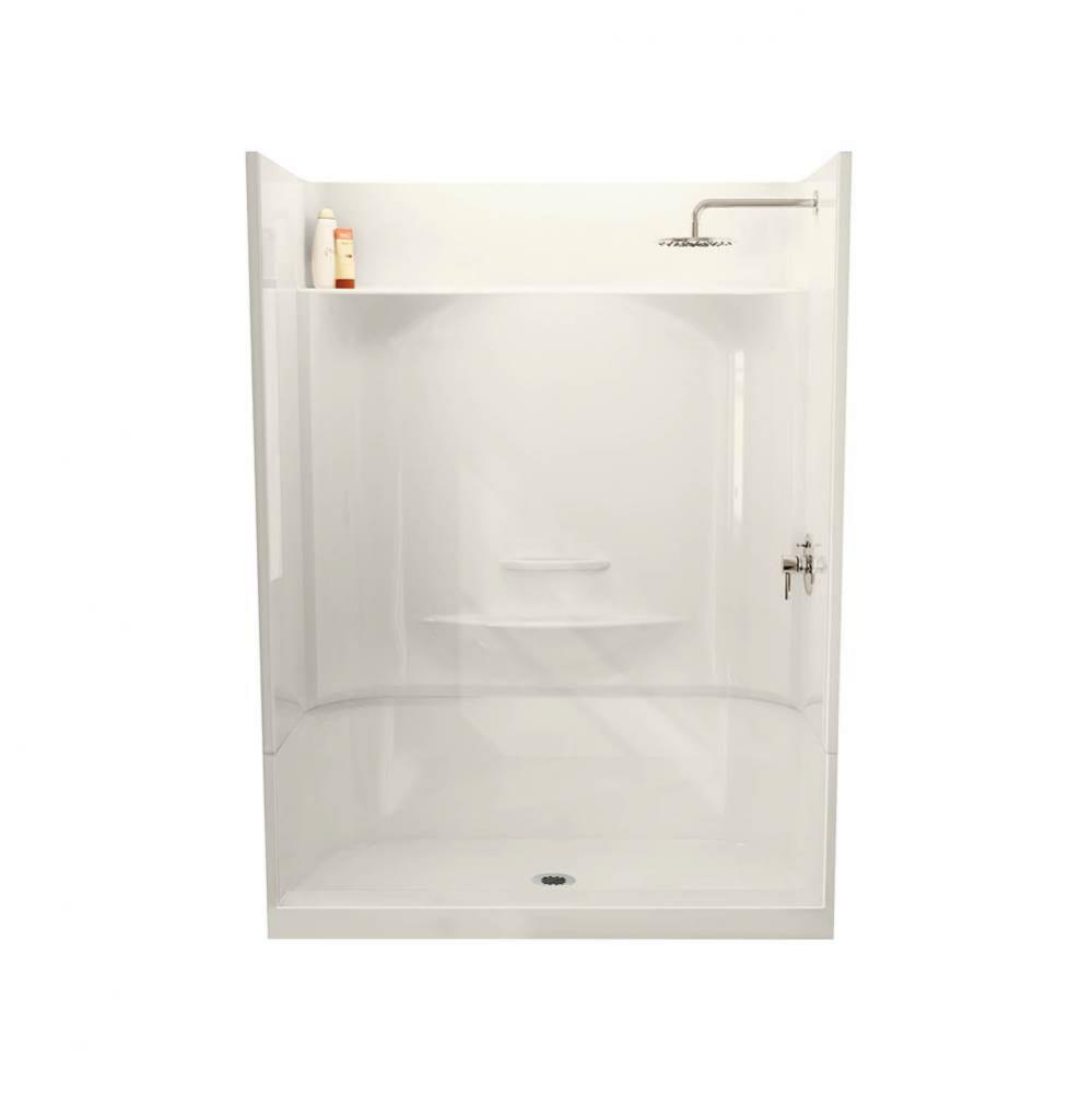 Essence SH 59.75 in. x 30 in. x 80.125 in. 4-piece Shower with Right Seat, Left Drain in Biscuit