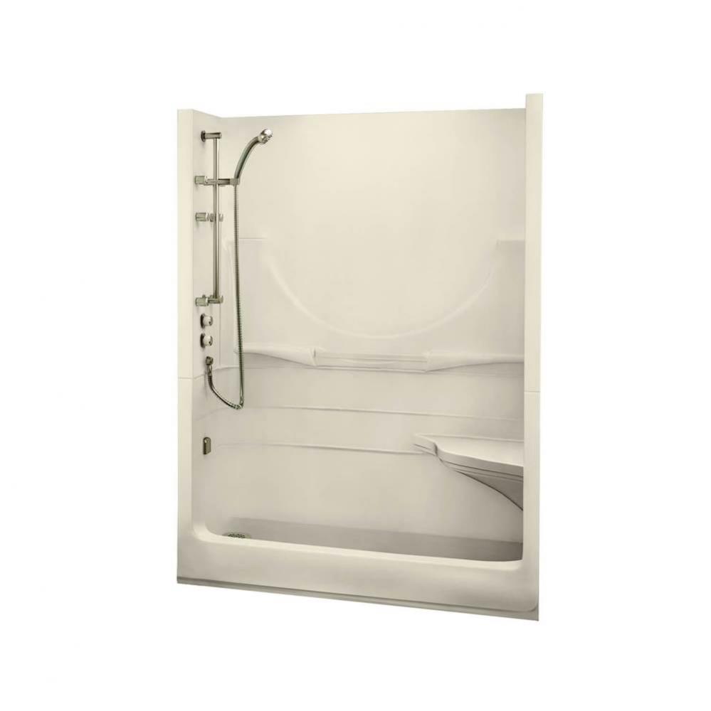 Allegro II 59.25 in. x 33 in. x 74.5 in. 1-piece Shower with No Seat, Right Drain in Bone