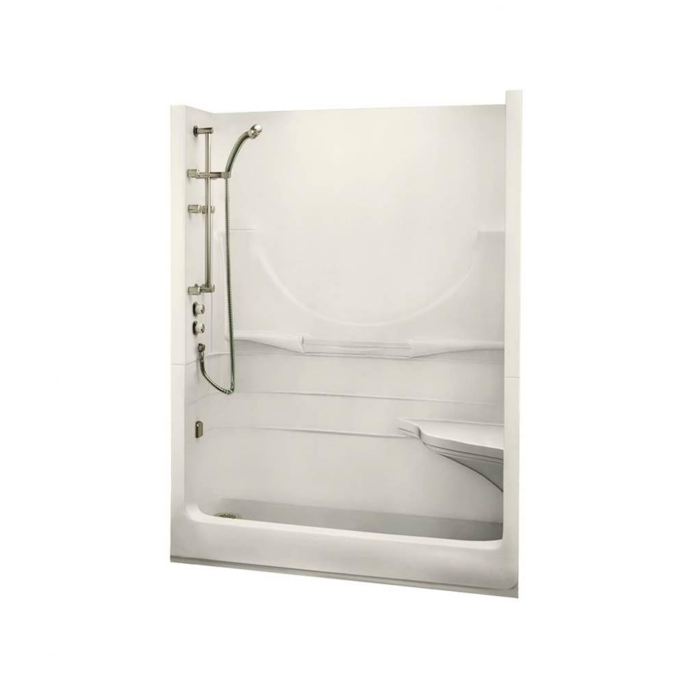 Allegro II 59.25 in. x 33 in. x 74.5 in. 1-piece Shower with No Seat, Left Drain in Biscuit