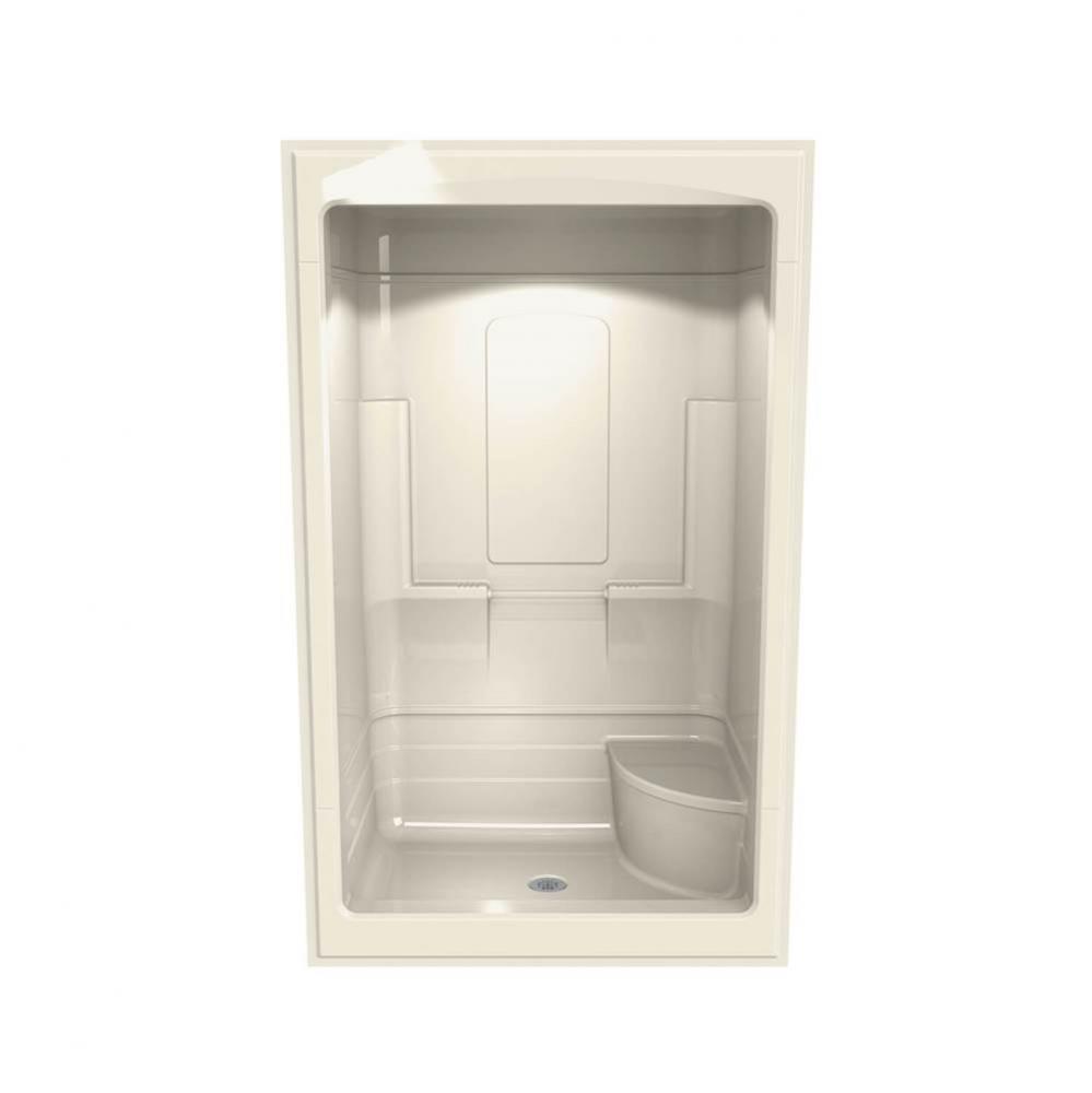 Tempo 51 in. x 34 in. x 84.75 in. 1-piece Shower with Left Seat, Center Drain in Bone