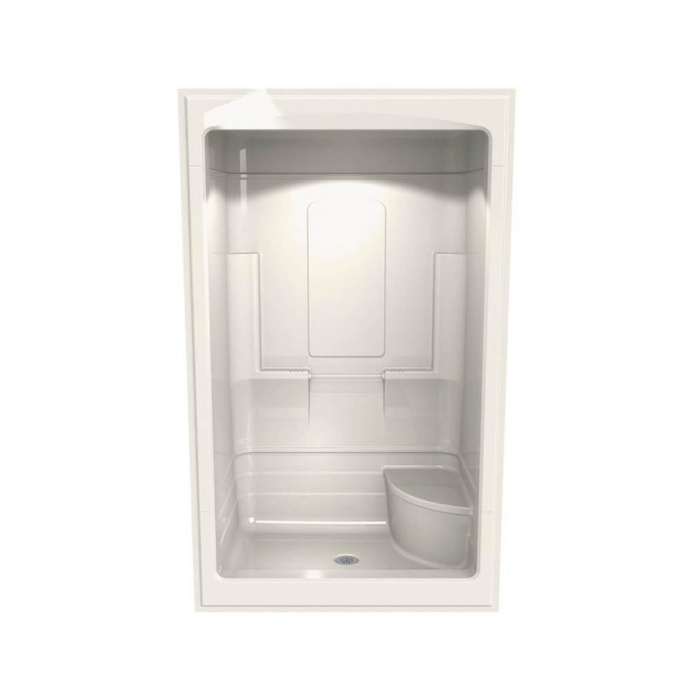 Tempo 51 in. x 34 in. x 84.75 in. 1-piece Shower with Left Seat, Center Drain in Biscuit