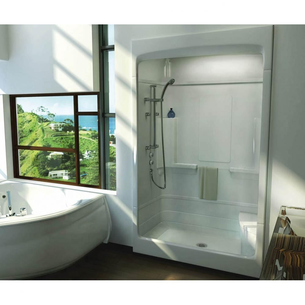 Tempo 51 in. x 35 in. x 85 in. 3-piece Shower with Right Seat, Center Drain in White