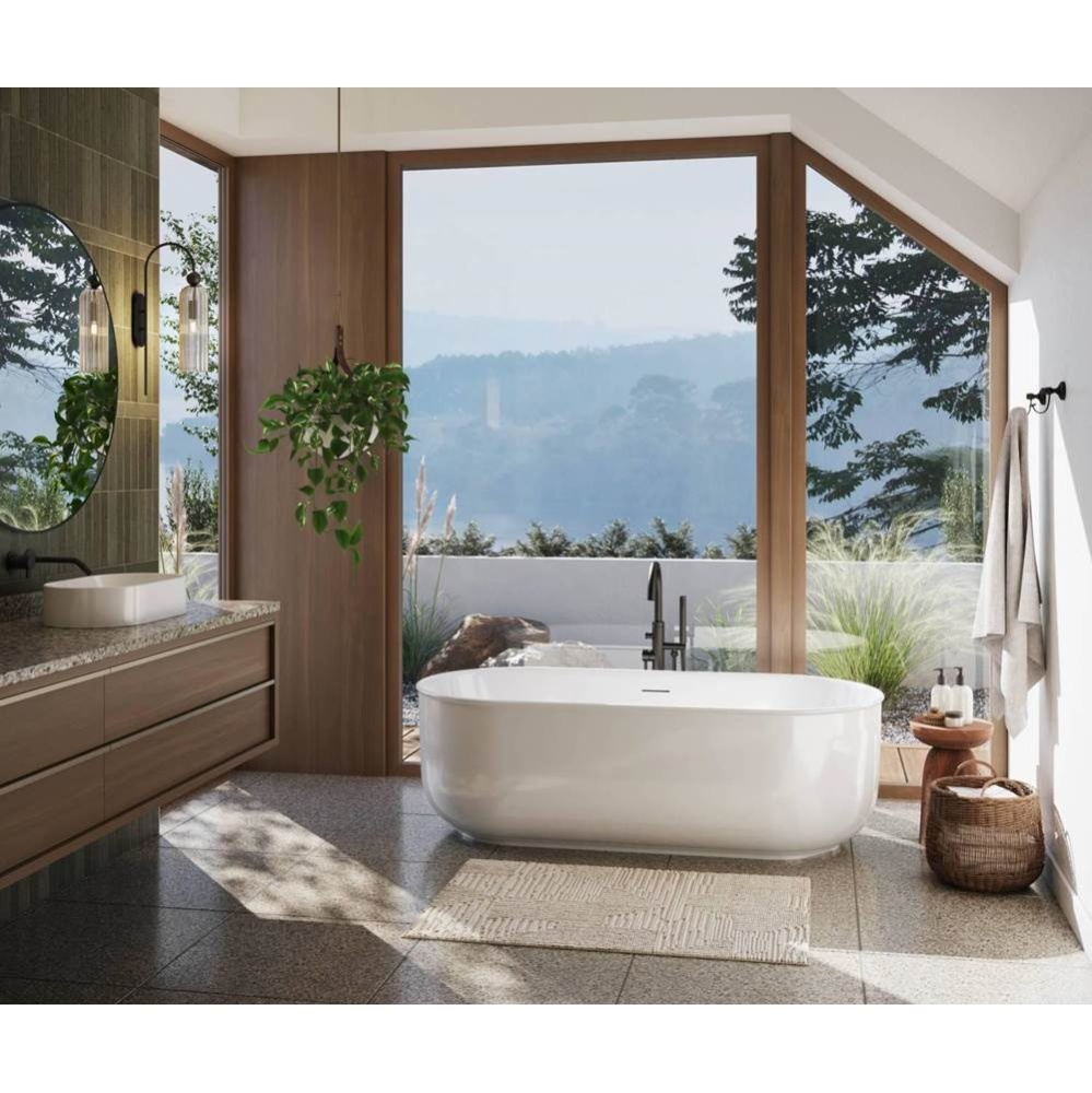 Ommu 6732 Acrylic Freestanding Center Drain Bathtub in White