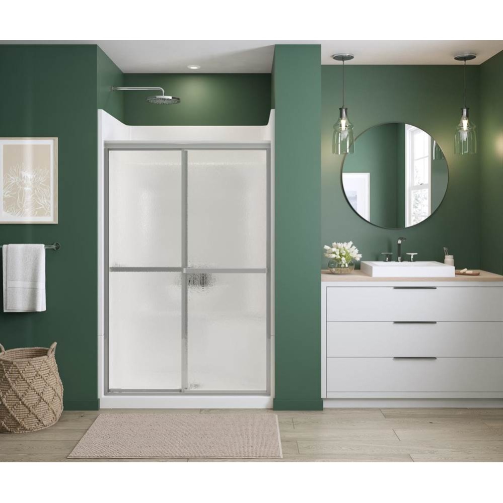 Polar 42-47.5 x 68 in. Bypass Shower Door for Alcove Installation with Raindrop glass in Chrome