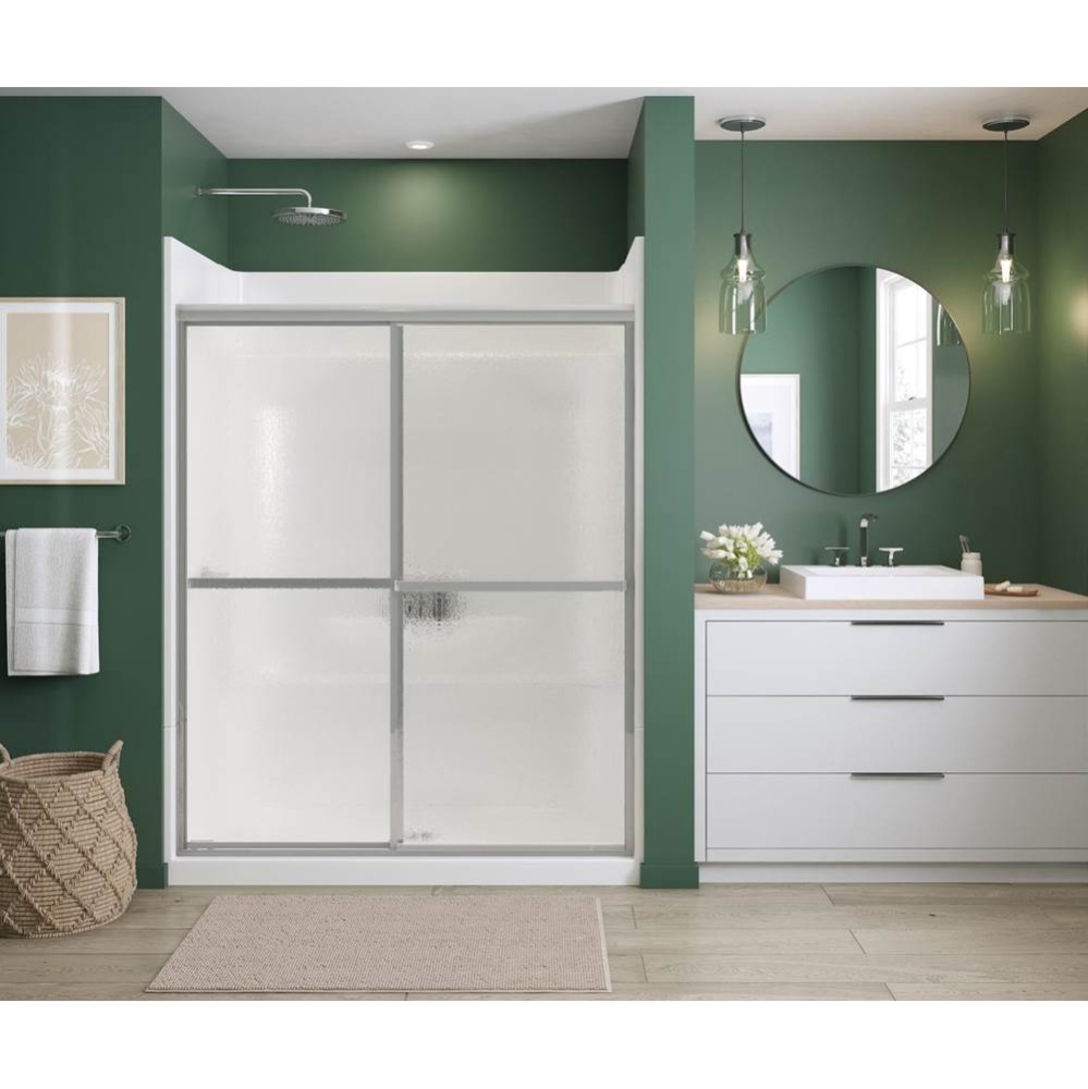 Polar 54-59.5 x 68 in. Bypass Shower Door for Alcove Installation with Raindrop glass in Chrome