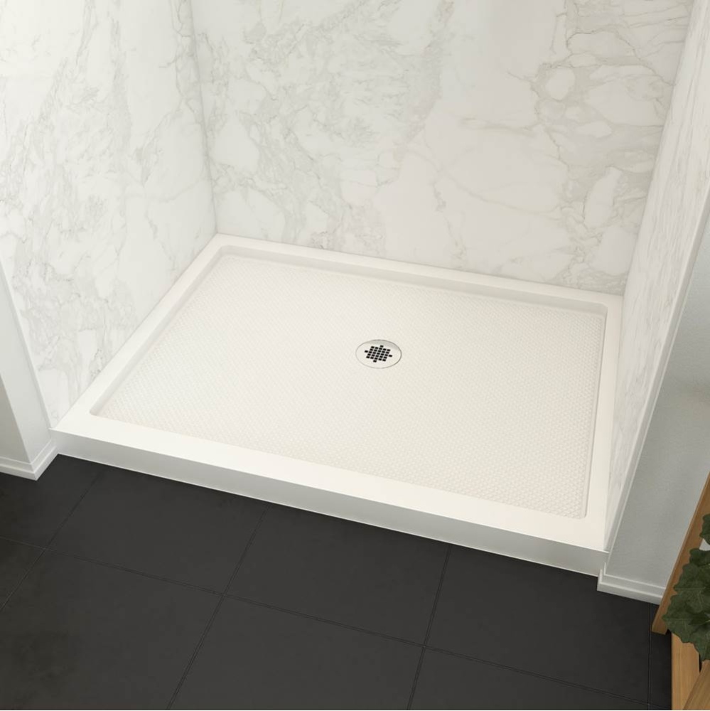 Roka 4832 Acrylic Alcove Shower Base In White with Center Drain