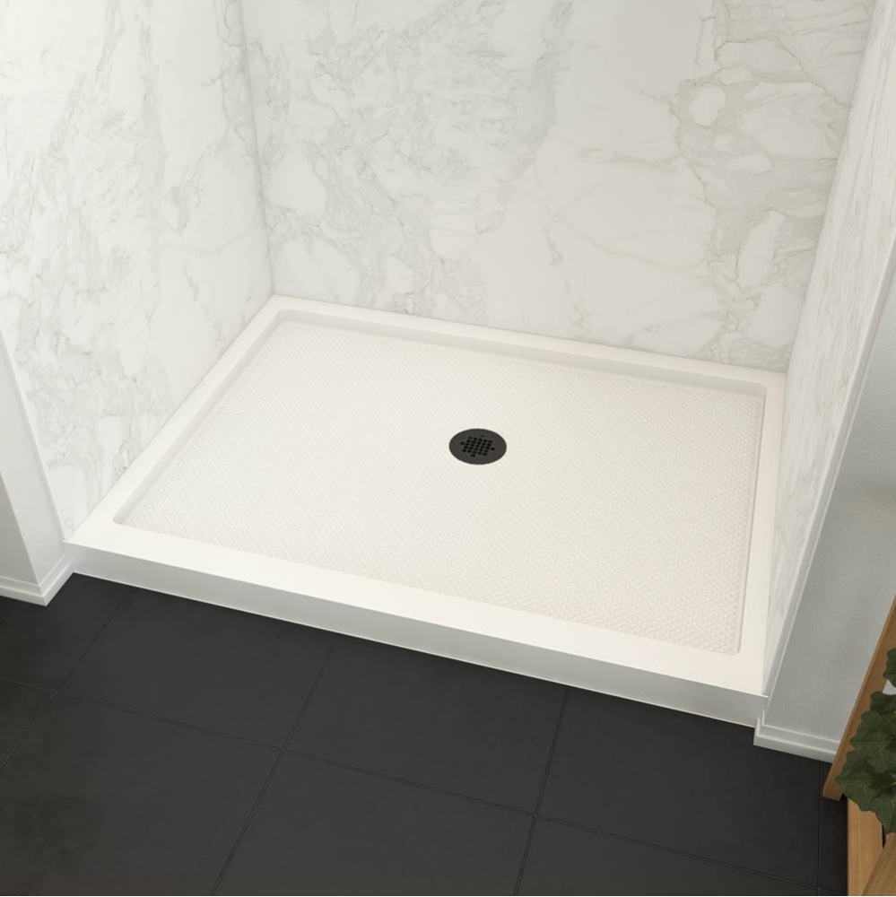 Roka 4836 Acrylic Alcove Shower Base in White with Center Drain