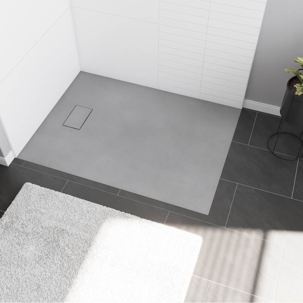 Stonea 4836 Solid Surface Universal Shower Base in Grey with End Drain