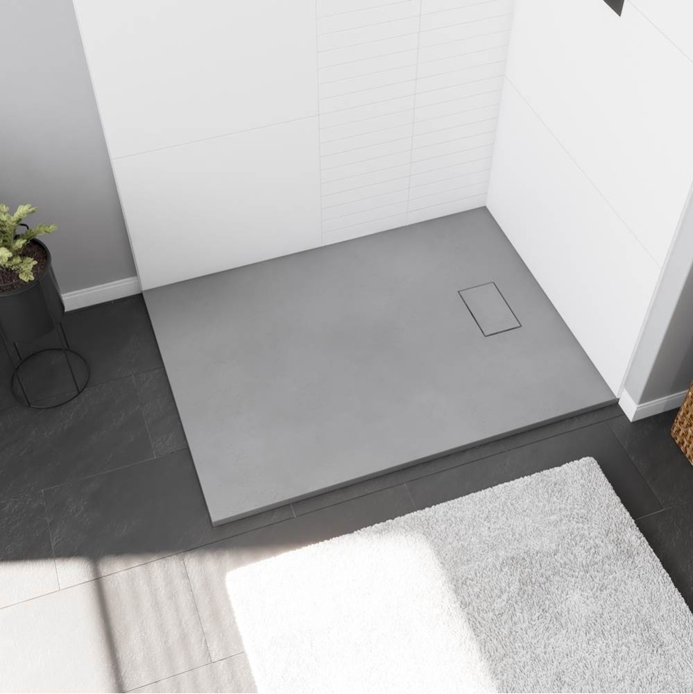Stonea 4832 Solid Surface Universal Shower Base in Grey with End Drain