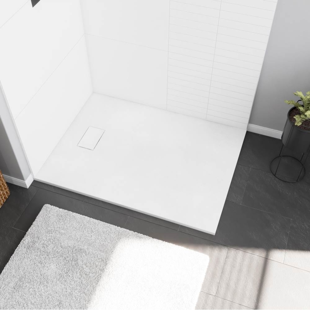Stonea 4836 Solid Surface Universal Shower Base in White with End Drain
