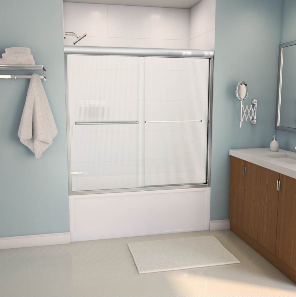 Tonik 55-59 x 57 in. 6 mm Bypass Tub Door for Alcove Installation with Fluted Glass in Chrome