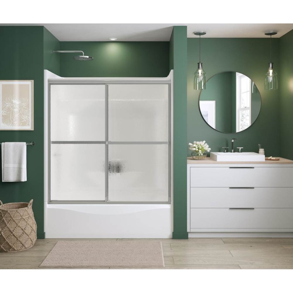 Polar 54-59.5 x 57 in. Bypass Tub Door for Alcove Installation with Raindrop glass in Chrome