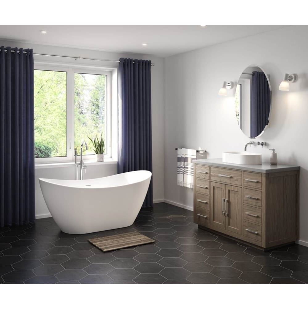 Mahaba 60 x 29 Acrylic Freestanding Oval Center Drain Bathtub in White