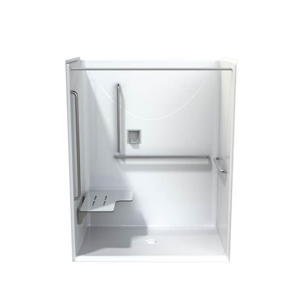 Outlook BFS-6036F BC Code Compliant AcrylX Alcove Center Drain One-Piece Shower in White