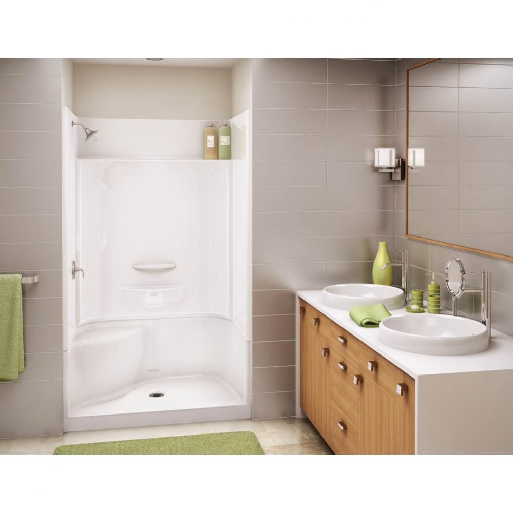 KDS 47.875 in. x 33.625 in. x 80.125 in. 4-piece Shower with Left Seat, Center Drain in Biscuit