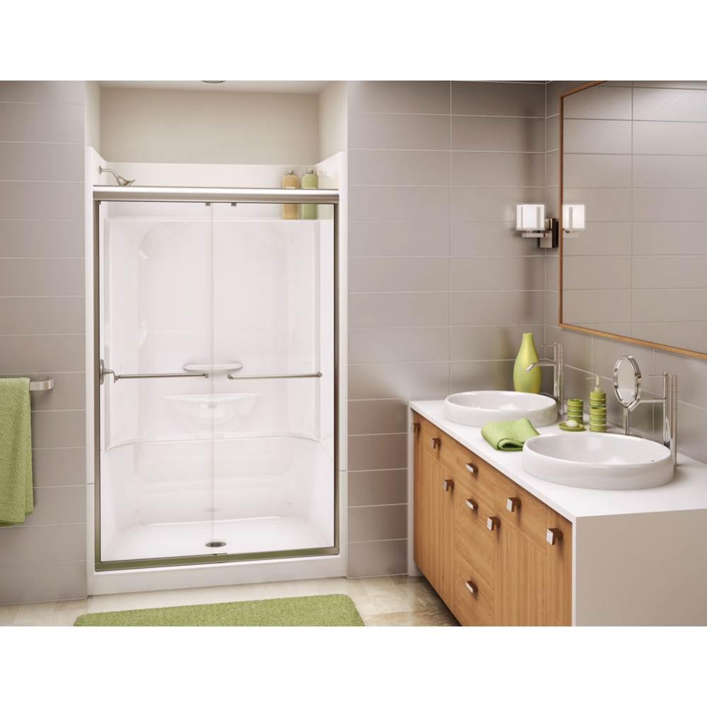 KDS AFR 47.875 in. x 33.625 in. x 82.25 in. 4-piece Shower with Left Seat, Center Drain in Biscuit