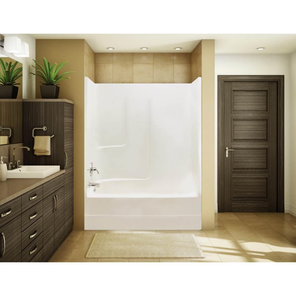 TSEA62 59.875 in. x 31 in. x 74 in. 1-piece Tub Shower with Right Drain in Biscuit