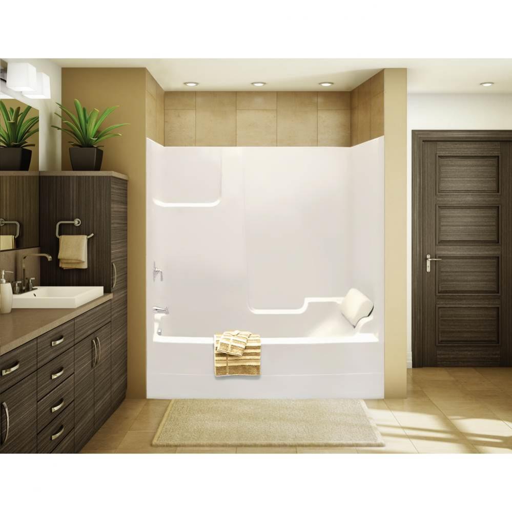 TSEA72 71.75 in. x 35.75 in. x 75 in. 1-piece Tub Shower with Whirlpool Left Drain in Biscuit