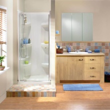 Maax Canada 101430-000-001-000 - Square Base 36 3 in. 36 x 36 Acrylic Alcove Shower Base with Back Center Drain in White