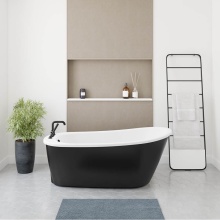 Maax Canada 105797-000-002-125 - Sax 6032 AcrylX Freestanding End Drain Bathtub in White with Black Skirt