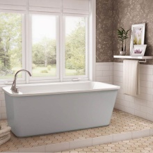 Maax Canada 105798-000-001-106 - Lounge 6434 Acrylic Freestanding End Drain Bathtub in White with Sterling Silver Skirt