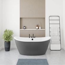 Maax Canada 106192-000-002-126 - Delsia 6032 AcrylX Freestanding Center Drain Bathtub in White with Thundey Grey Skirt