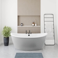 Maax Canada 106193-000-002-125 - Delsia 6636 AcrylX Freestanding Center Drain Bathtub in White with Sterling Silver Skirt