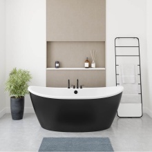 Maax Canada 106193-000-002-124 - Delsia 6636 AcrylX Freestanding Center Drain Bathtub in White with Black Skirt