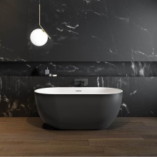 Maax Canada 106877-000-240-100 - Tosca Matte 5932 Acrylic Freestanding Center Drain Bathtub in Matte White with Matte Black Skirt