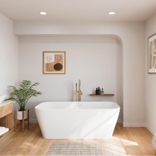 Maax Canada 107173-000-240-000 - Renata 67 x 32 Acrylic Freestanding Center Drain Bathtub in Matte White with Matte White Skirt