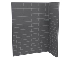 Maax Canada 107458-301-019-000 - Utile 6032 Composite Direct-to-Stud Two-Piece Corner Shower Wall Kit in Metro Thunder Grey