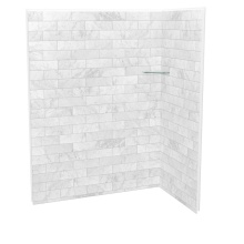 Maax Canada 107465-307-508-000 - Utile 6032 Composite Direct-to-Stud Two-Piece Corner Shower Wall Kit in Marble Carrara