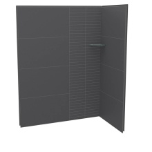 Maax Canada 107466-306-515-000 - Utile 6036 Composite Direct-to-Stud Two-Piece Corner Shower Wall Kit in Erosion Charcoal