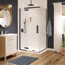 Maax Canada 133302-900-340-000 - Link Curve Rectangular 42 x 34 x 75 in. 8mm Pivot Shower Door for Corner Installation with Clear g