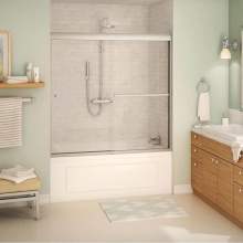 Maax Canada 135673-900-305-000 - Aura 55-59 x 57 in. 8 mm Bypass Tub Door for Alcove Installation with Clear Glass in Brushed Nicke