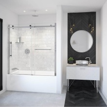 Maax Canada 138485-900-350-000 - Vela 56.5-59 x 59 in. 8 mm Sliding Tub Door with Towel Bar for Alcove Installation with Clear glas