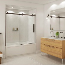 Maax Canada 139398-900-173-000 - Halo 56.5-59 x 59 in. 8 mm Sliding Tub Door for Alcove Installation with Clear glass in Dark Bronz