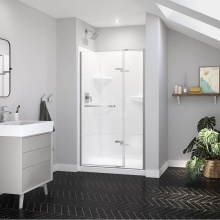 Maax Canada 139577-900-084-000 - Reveal Sleek 71 41 1/2-44 1/2 x 71 1/2 in. 8mm Pivot Shower Door for Alcove Installation with Clea